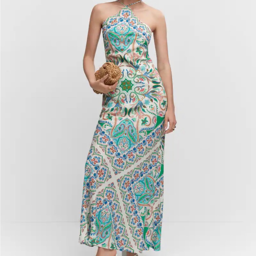 MANGO Halter-neck open-back dress